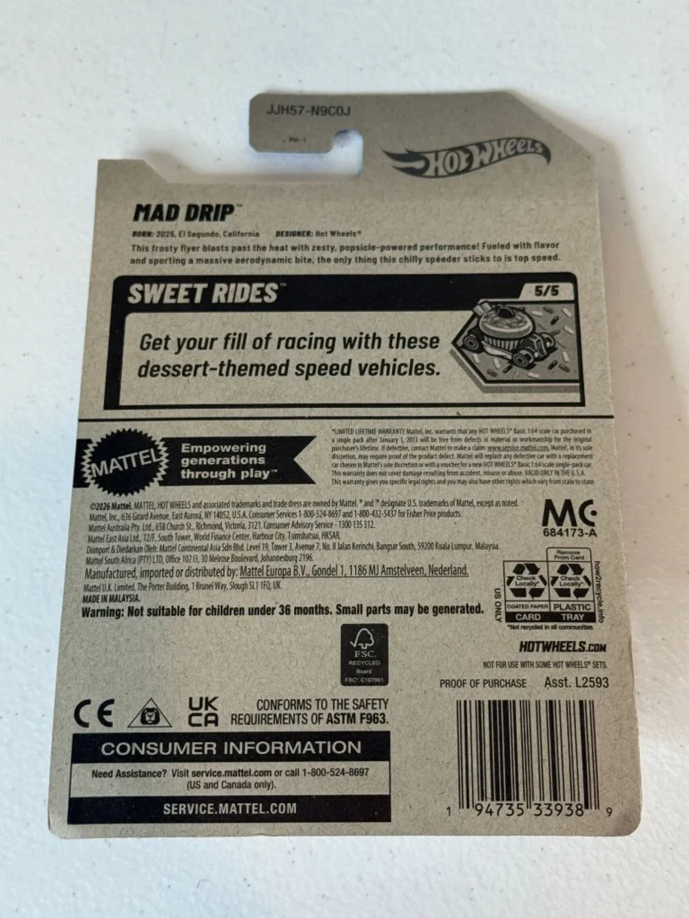 Hot Wheels Mad Drip Sweet Rides 5/5 New for 2026